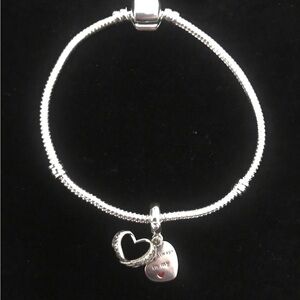 Sterling Silver Heart Charm Bracelet